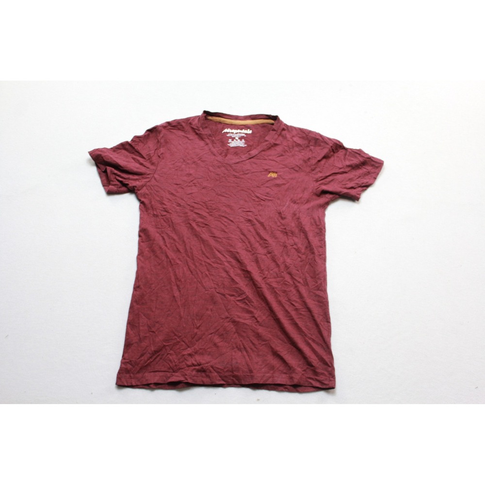Aeropostale V-Neck T-Shirt Mens Small Burgundy Excellent Short Sleeve Logo Tee